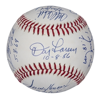 Perfect Game Pitchers Multi Signed OAL Brown Baseball With 10 Signatures & Date Inscriptions (Beckett)